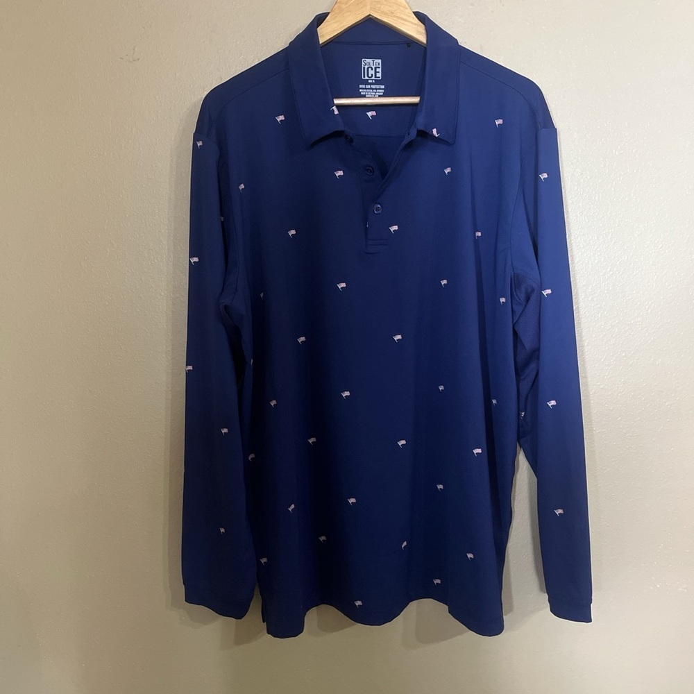 San Soliel USA Sol Tek Ice Long Sleeve Polo Shirt Navy Men’s XL
